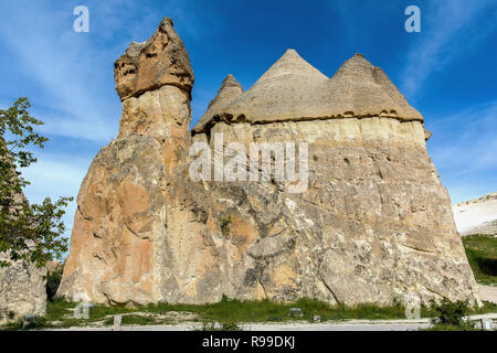 turkey kapadokya located under the name of Simon Paşabağları other natural volcanic formations in the valley. Stock Photo