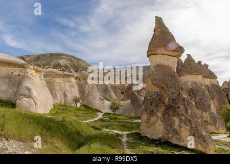 turkey kapadokya located under the name of Simon Paşabağları other natural volcanic formations in the valley. Stock Photo