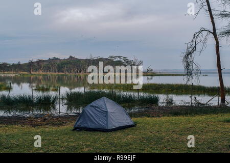 Camping at Lake Elementaita, Rift Valley, KENYA Stock Photo