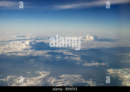 cloudscape viewed from above with side lighting Stock Photo