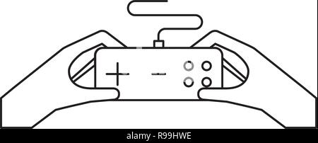 hands holding control on white background vector illustration Stock Vector