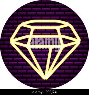 diamond neon on brick wall vector illustration vector illustration Stock Vector