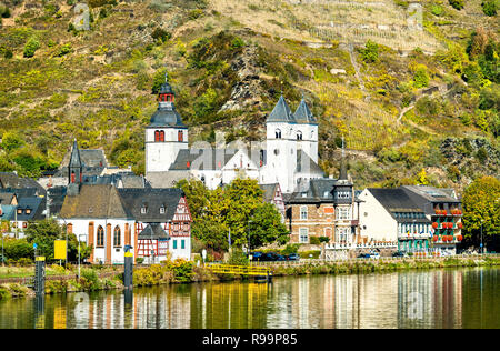 St. Castor Church in Treis-Karden town at the Moselle river in Germany Stock Photo