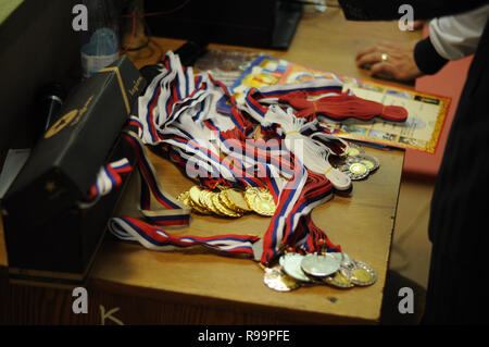 Awarding of kids winners of competition in gymnastics for girls four to  five years, St. Petersburg, Russia Stock Photo - Alamy