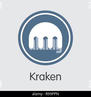 Exchange - Kraken. The Crypto Coins or Cryptocurrency Logo. Stock Vector