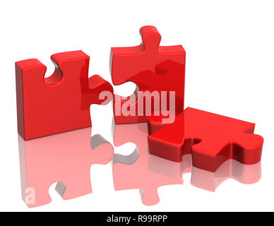 Three parts of a puzzle. Objects over white Stock Photo - Alamy
