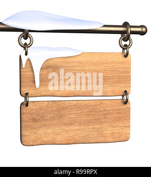 Wooden signboard. Object isolated over white Stock Photo