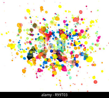 Colored splashes in abstract shape, painting background Stock Photo