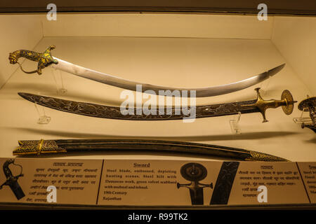 19th century Sword display at Mehrangarh Fort museum in Jodhpur India. Stock Photo