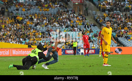 Tim Cahill was attacked by a Lebanon fan who invaded the pitch during Australias 3-0 win over Lebanon  Featuring: Tim Cahill Where: Homebush, Australia When: 20 Nov 2018 Credit: WENN.com Stock Photo