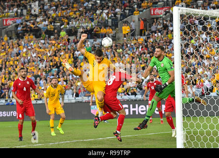 Tim Cahill was attacked by a Lebanon fan who invaded the pitch during Australias 3-0 win over Lebanon  Featuring: Tomi Juric Where: Homebush, Australia When: 20 Nov 2018 Credit: WENN.com Stock Photo