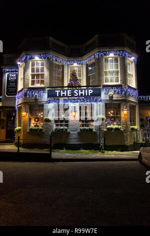 The Ship an 18th-century river pub on the Thames in Mortlake, London, UK Stock Photo