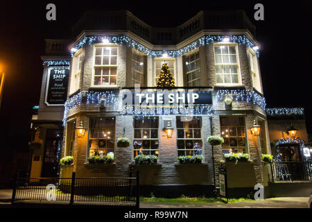 The Ship an 18th-century river pub on the Thames in Mortlake, London, UK Stock Photo