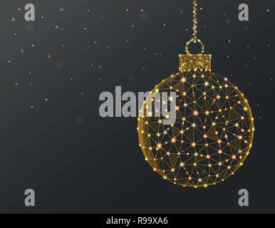 Christmas ball, New Year illustration made by points and lines, polygonal, Low poly holiday background, abstract design illustration Stock Vector