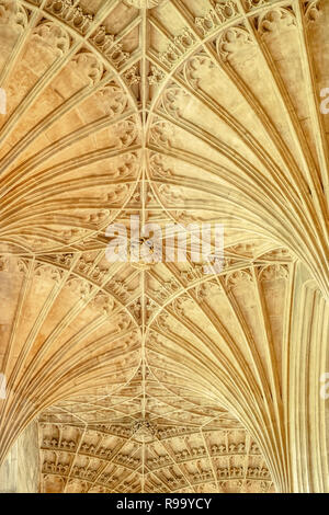 Views and details of Peterborough Cathedral - a gothic English stone medieval building in Cambridgeshire Stock Photo