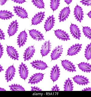 Stylized colorful leaves seamless pattern. Folk boho universal texture. Hand drawn vector decorative floral ornamental background. Stock Vector