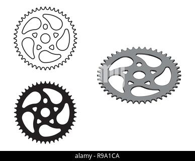 Bicycle chain sprocket. Flat and 3D effect vector Stock Vector