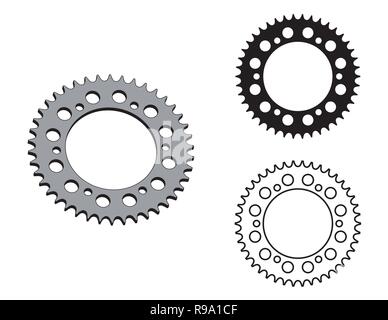 Roller chain sprocket. Flat and 3D effect vector Stock Vector