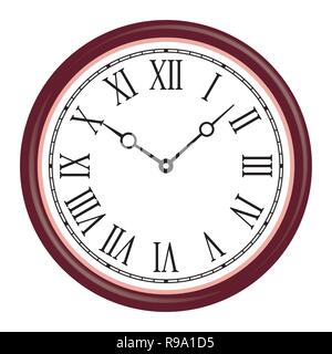 Wall clock. Vintage style. 3D effect vector Stock Vector