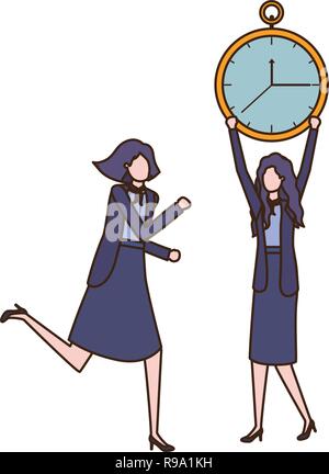 businesswomen with clock avatar character Stock Vector Image & Art - Alamy