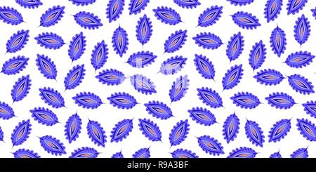 Stylized colorful leaves seamless pattern. Folk boho universal texture. Hand drawn vector decorative floral ornamental background. Stock Vector