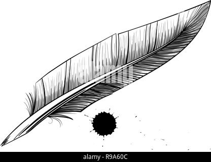 feather pen blotter Stock Vector