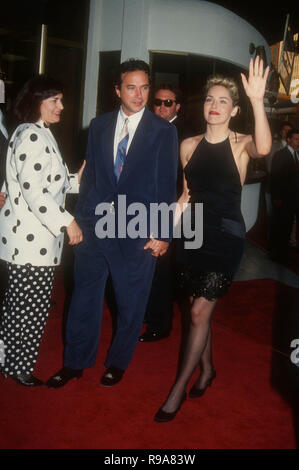 WESTWOOD, CA - MAY 19: Actress Sharon Stone and boyfriend Bill MacDonald attend the 'Sliver' Westwood Premiere on May 19, 1993 at Mann National Theatre in Westwood, California. Photo by Barry King/Alamy Stock Photo Stock Photo