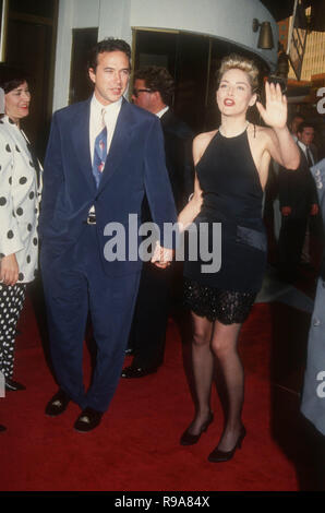 WESTWOOD, CA - MAY 19: Actress Sharon Stone and boyfriend Bill MacDonald attend the 'Sliver' Westwood Premiere on May 19, 1993 at Mann National Theatre in Westwood, California. Photo by Barry King/Alamy Stock Photo Stock Photo