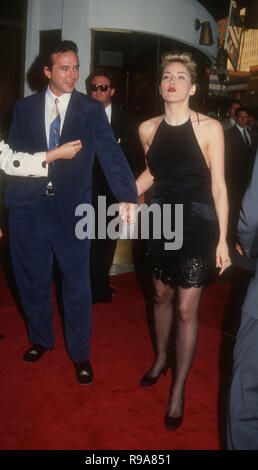 WESTWOOD, CA - MAY 19: Actress Sharon Stone and boyfriend Bill MacDonald attend the 'Sliver' Westwood Premiere on May 19, 1993 at Mann National Theatre in Westwood, California. Photo by Barry King/Alamy Stock Photo Stock Photo