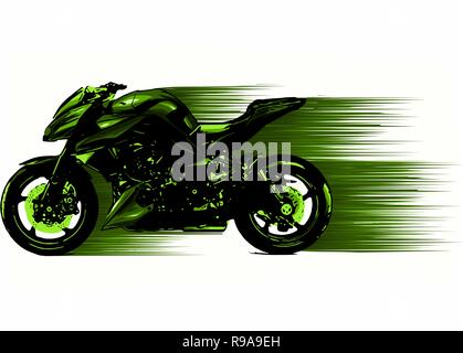 Artistic stylized motorcycle racer in motion. illustration Stock Vector