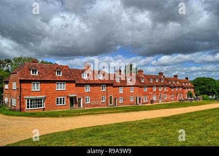 Workers cottages. HDR effect. Buckler's Hard 18th century village where ships for Nelson's Navy were built. Beaulieu River, New Forest, Hampshire, UK Stock Photo