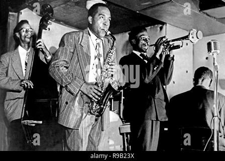 Charlie Parker with Miles Davis on trumpet. Stock Photo