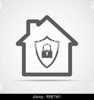 Home secure icon. Vector illustration. Protection icon in flat design. Security concept Stock Vector