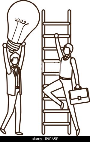 businessmen with stair and light bulb avatar character Stock Vector ...