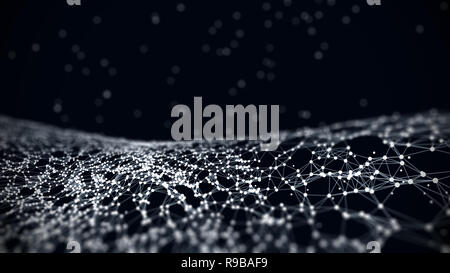 Abstract digital background with cybernetic particles, 3D illustration Stock Photo