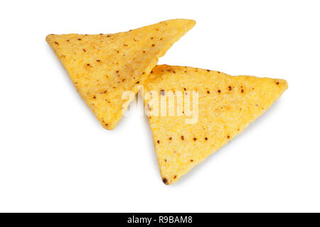 Studio shot of tortilla chips isolated on a white background - John Gollop Stock Photo