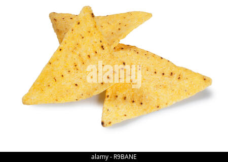 Studio shot of tortilla chips isolated on a white background - John Gollop Stock Photo