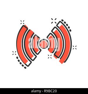 Wifi internet icon in comic style. Wi-fi wireless technology vector cartoon illustration pictogram. Network wifi business concept splash effect. Stock Vector