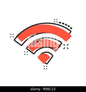 Wifi internet icon in comic style. Wi-fi wireless technology vector cartoon illustration pictogram. Network wifi business concept splash effect. Stock Vector