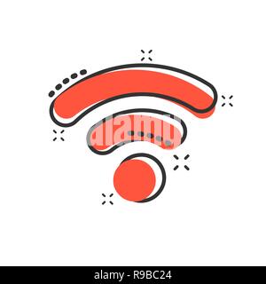 Wifi internet icon in comic style. Wi-fi wireless technology vector cartoon illustration pictogram. Network wifi business concept splash effect. Stock Vector
