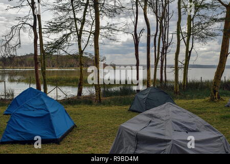 Camping at Lake Elementaita, Rift Valley, Kenya Stock Photo