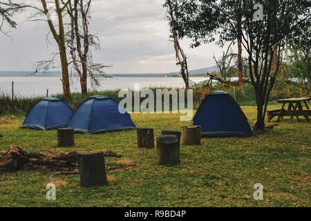 Camping at Lake Elementaita, Rift Valley, Kenya Stock Photo