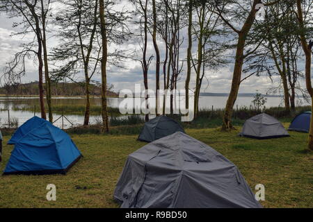 Camping at Lake Elementaita, Rift Valley, Kenya Stock Photo