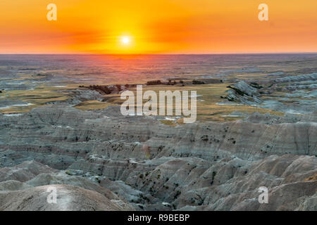 Landscape Vista Sunset at the Badlands National Park in South Dakota, USA Stock Photo