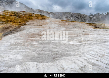 Mammoth Springs Geothermal Feature in Yellowstone National Park, Wyoming, USA in October (Autumn) 2018 Stock Photo