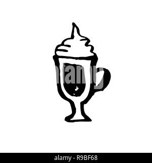 Sweet coffee grunge icon. Vector ink brush illustration. Stock Vector