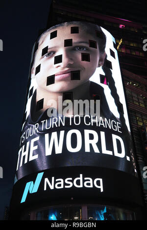 The headquarters of the NASDAQ Stock Exchange, the second largest trading market in the world in Times Square Stock Photo