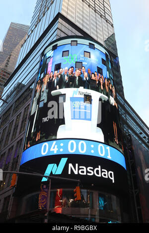 The headquarters of the NASDAQ Stock Exchange, the second largest trading market in the world in Times Square Stock Photo