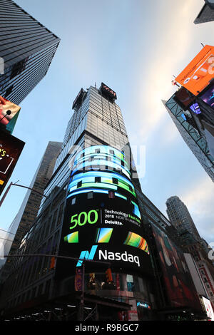 The headquarters of the NASDAQ Stock Exchange, the second largest trading market in the world in Times Square Stock Photo