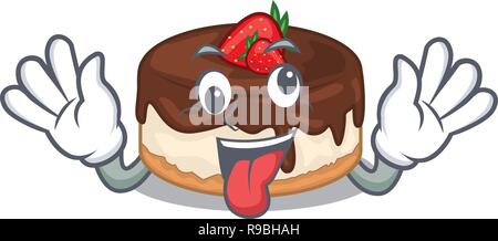 Crazy cake berries with cream on mascot Stock Vector